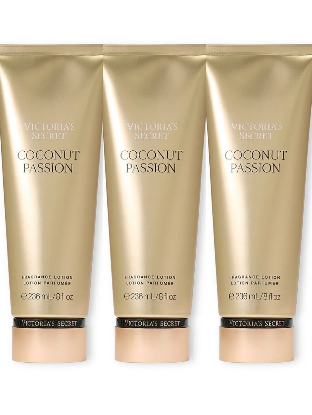 Victoria's Secret Coconut Passion Fragrance Body Lotion Set of 3 NEW